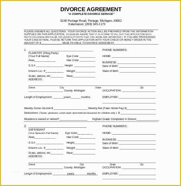 Free Separation Agreement Template Of Divorce Agreement Divorce Agreement Template