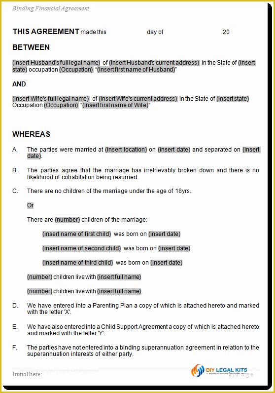 Free Separation Agreement Template Of Divorce Settlement Agreement 90d