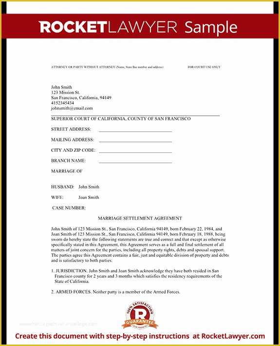 Free Separation Agreement Template Of Divorce Settlement Agreement Template with Sample