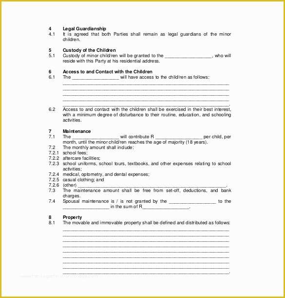 Free Separation Agreement Template Of Divorce Settlement Template Tario Templates Resume