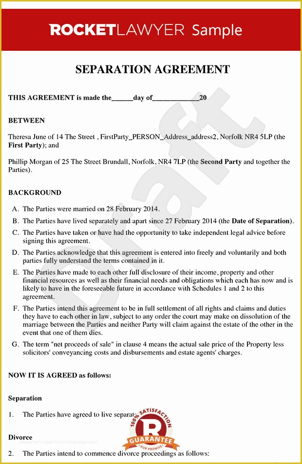 Free Separation Agreement Template Of Free Separation Agreement Template Line