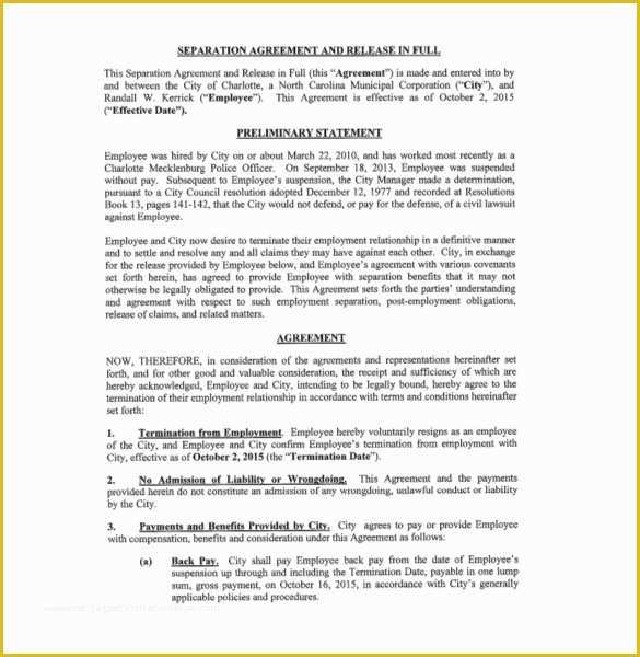 Free Separation Agreement Template Of Separation Agreement Template – 13 Free Word Pdf