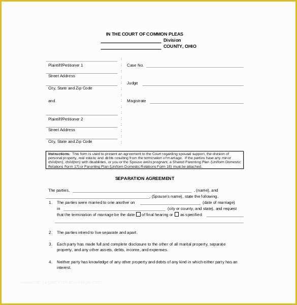 Free Separation Agreement Template Of Separation Agreement Template – 13 Free Word Pdf