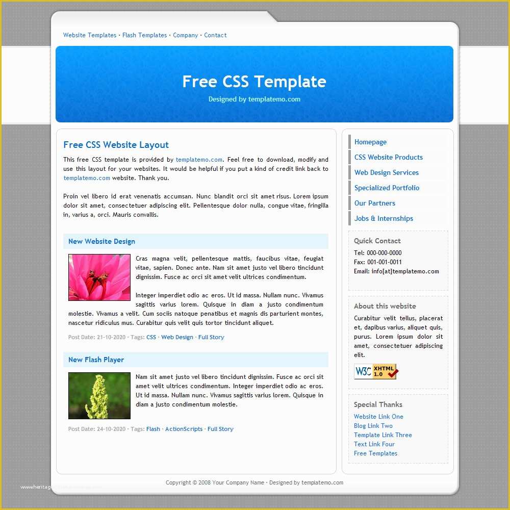 Free Simple HTML Website Templates Of Free Template 007 Simple Blue