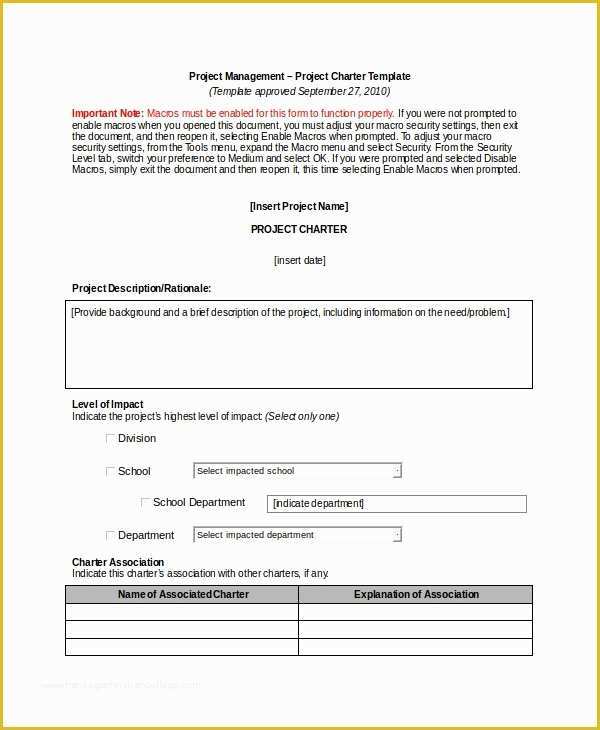 Free Simple Project Management Templates Of Project Charter Template 10 Free Word Pdf Documents