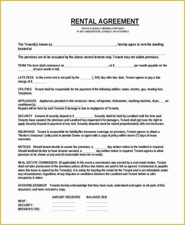Free Simple Rental Agreement Template Of 18 Simple Rental Agreement Templates Free Sample