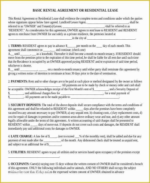 Free Simple Rental Agreement Template Of 19 Rental Lease Agreement Free Sample Example format