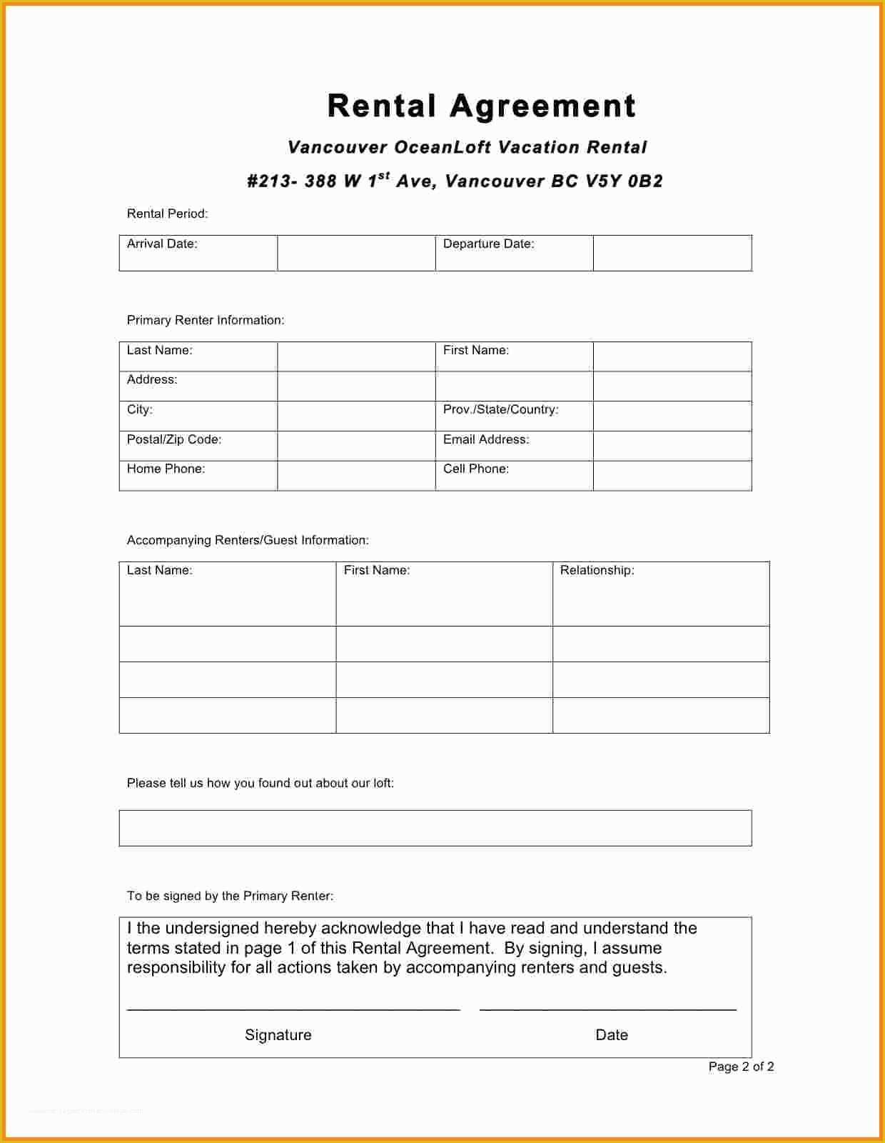 Free Simple Rental Agreement Template Of 8 Simple One Page Lease Agreement Template