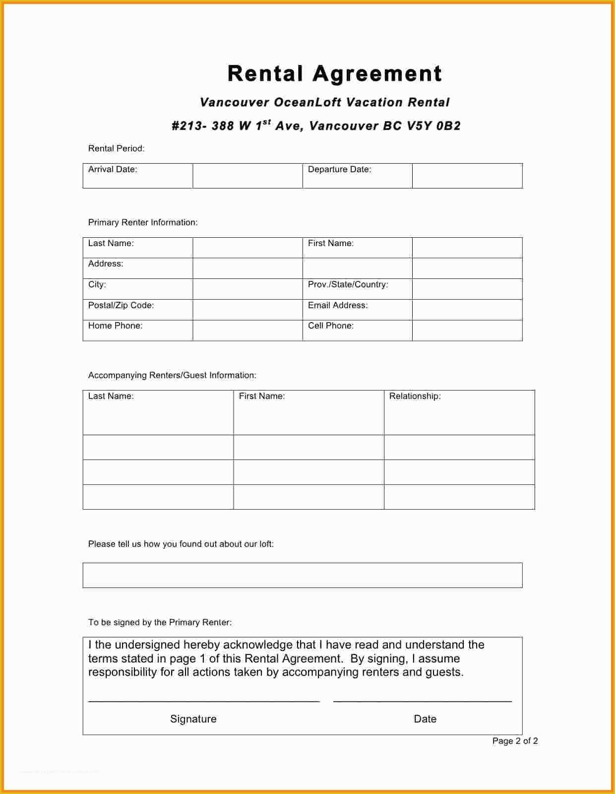 free simple rental agreement template of 8 simple one page lease