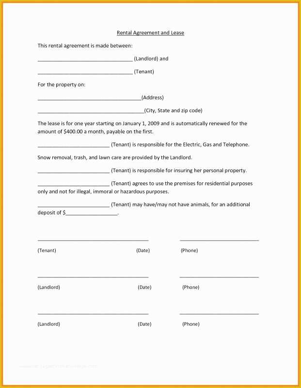 Free Simple Rental Agreement Template Of Basic Lease Agreement