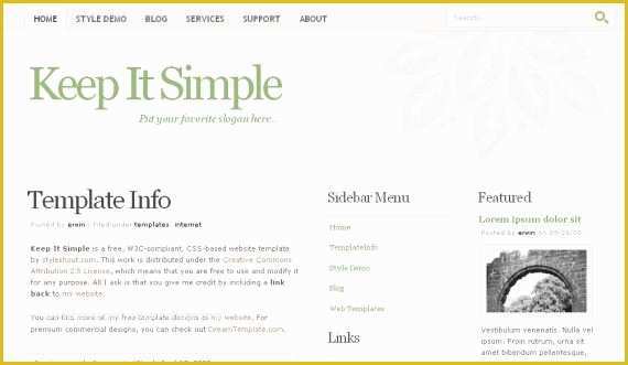 Free Simple Website Templates Of Free Keep It Simple Green White Website Template