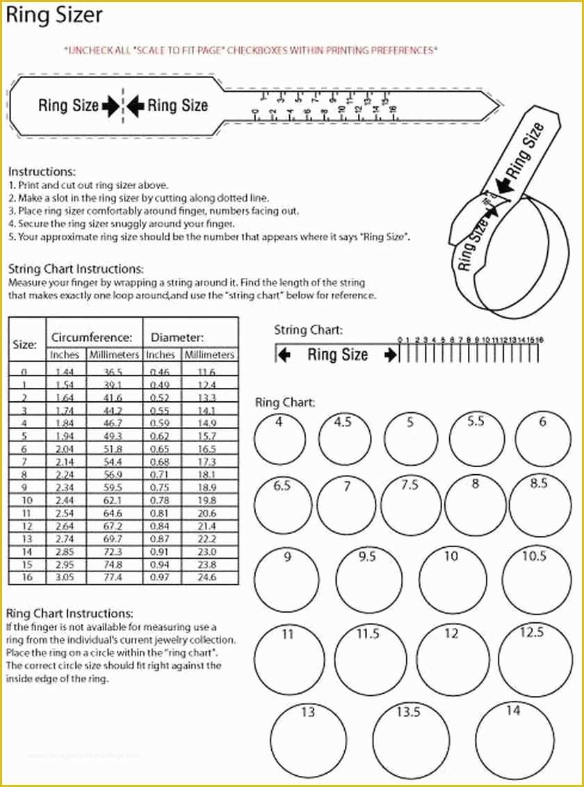 Free Printable Ring Size Chart Uk