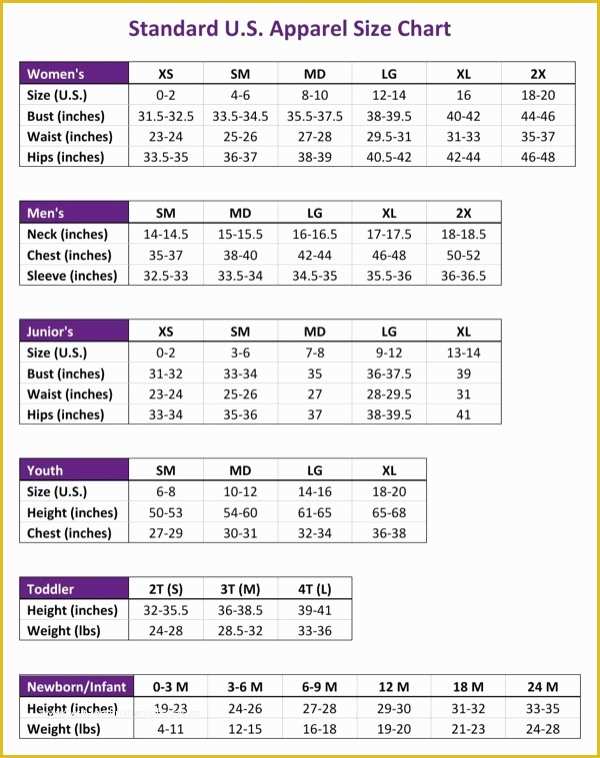 Free Size Chart Template Of 15 Free Size Chart Templates Docx Pdf Ms ...