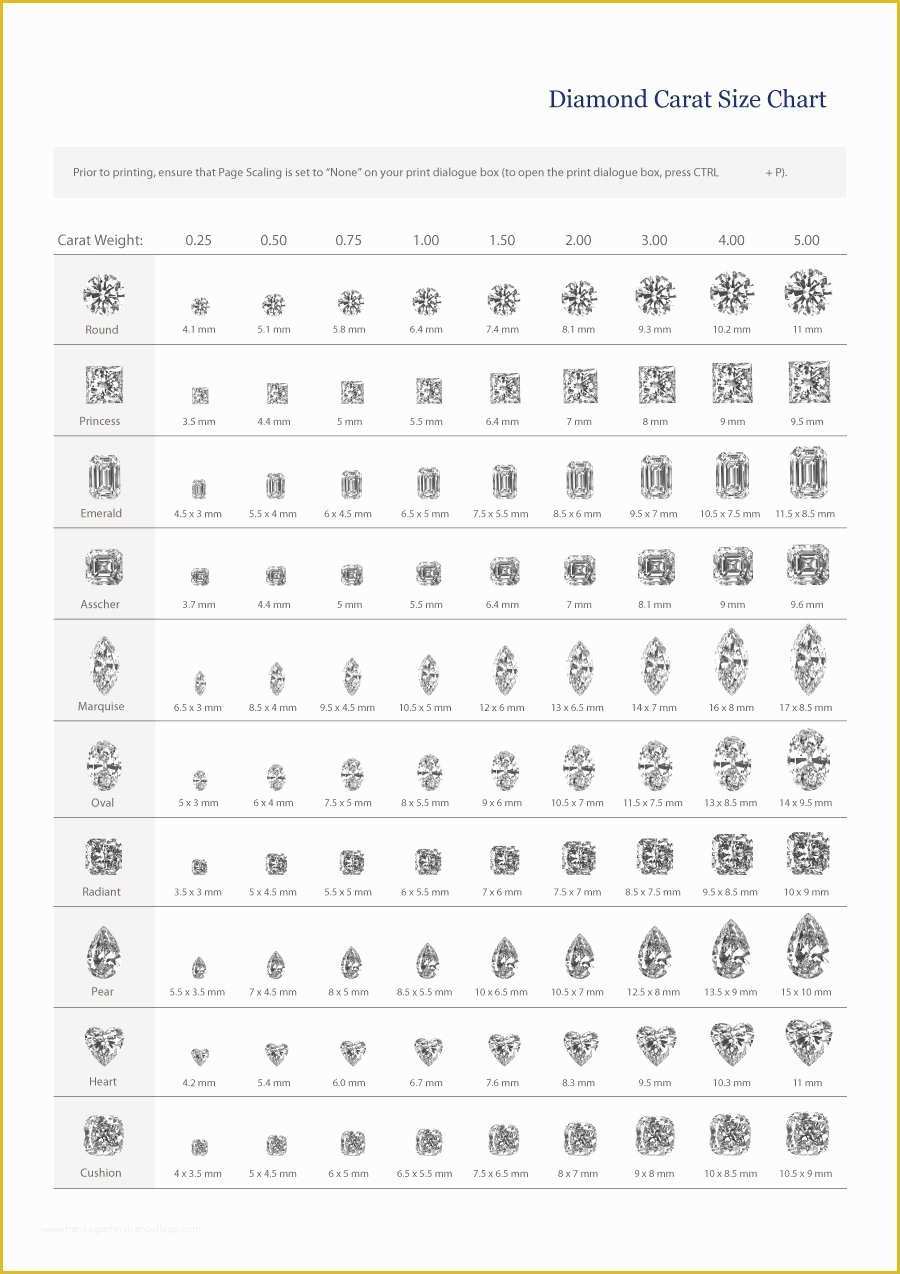 Free Size Chart Template Of 29 Printable Diamond Size Charts & Diamond Color Charts