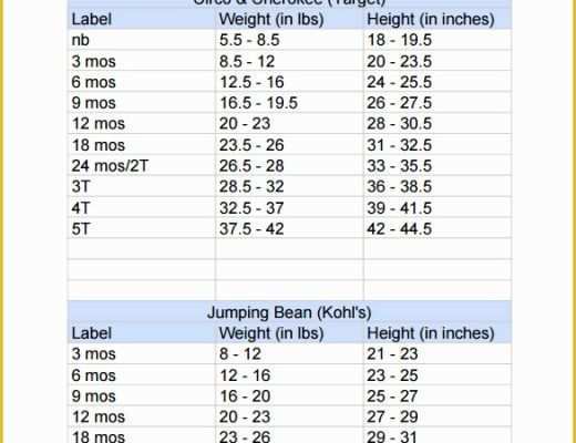 Free Size Chart Template Of Baby Size Chart Templates 9 Download Free Documents In