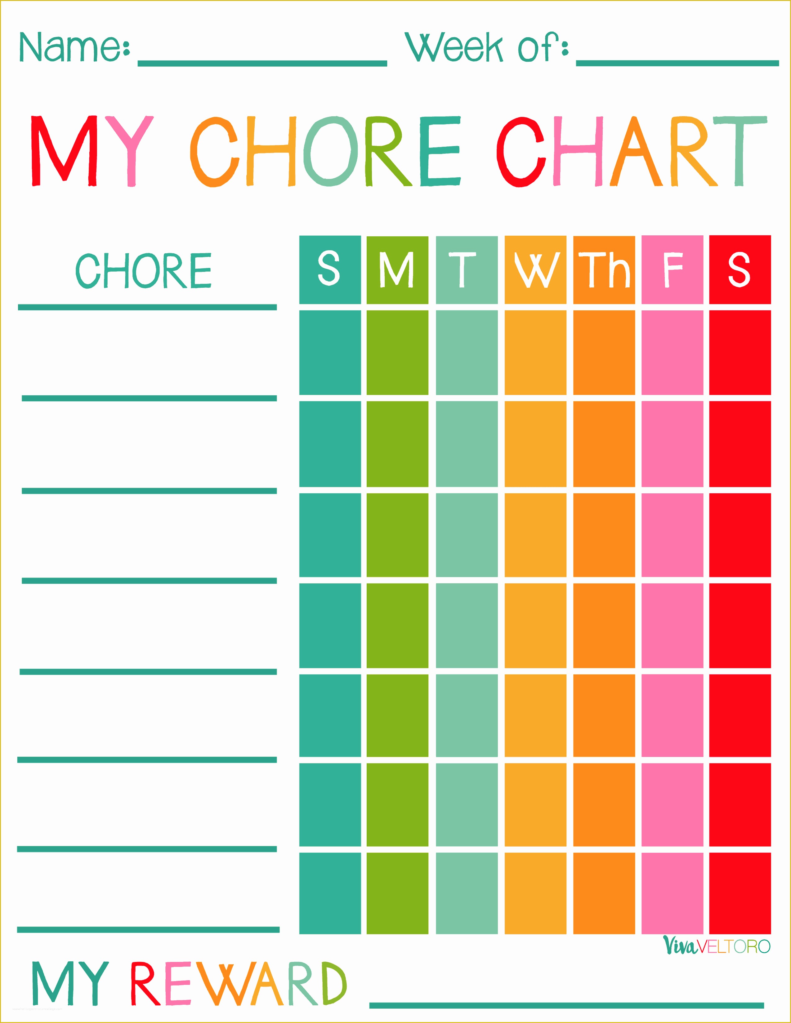 Free Size Chart Template Of Free Printable Chore Charts for Kids Viva Veltoro
