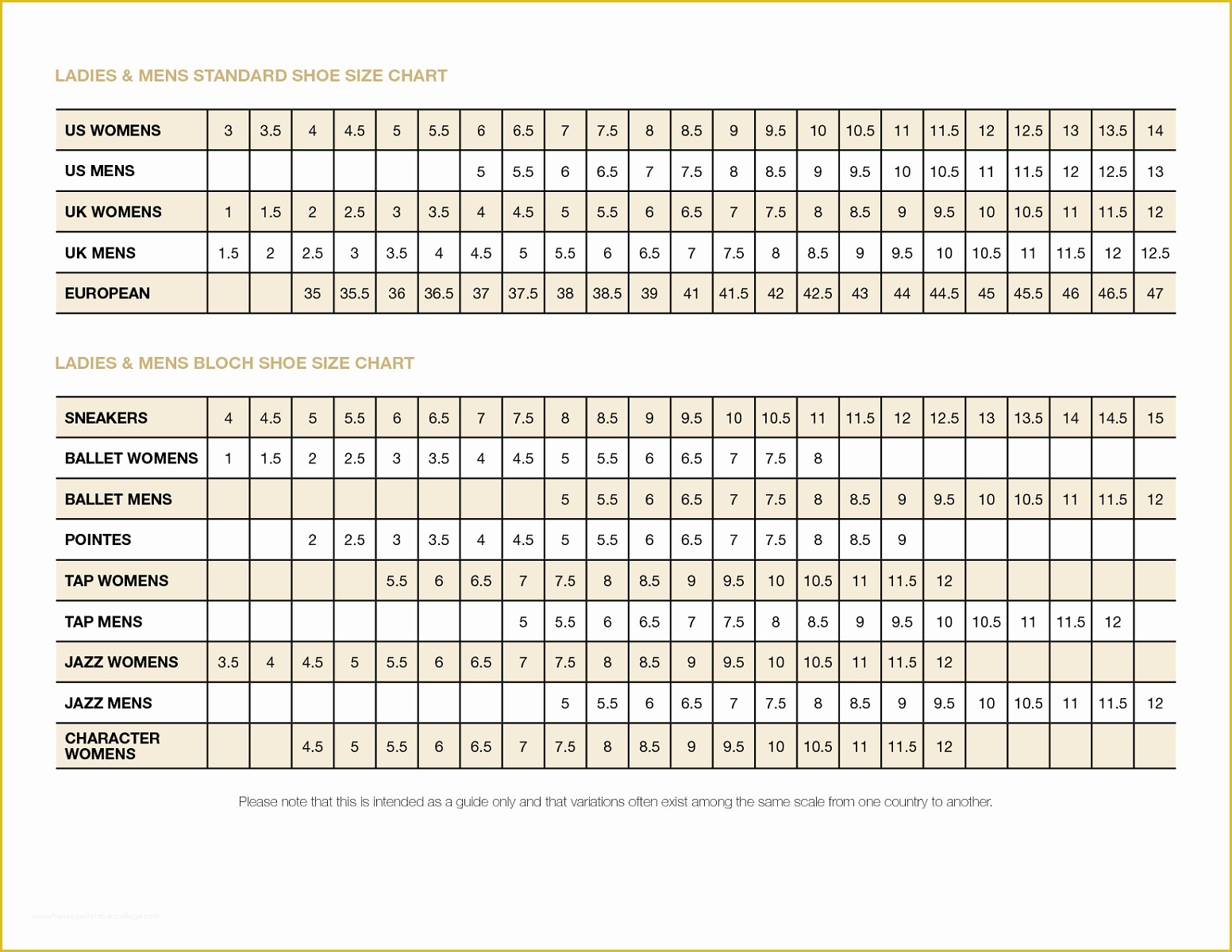 Free Size Chart Template Of Men Shoe Size Charts