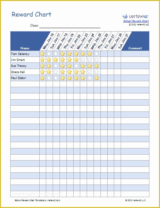 Free Size Chart Template Of Print A Classroom Behavior Reward Chart Using This