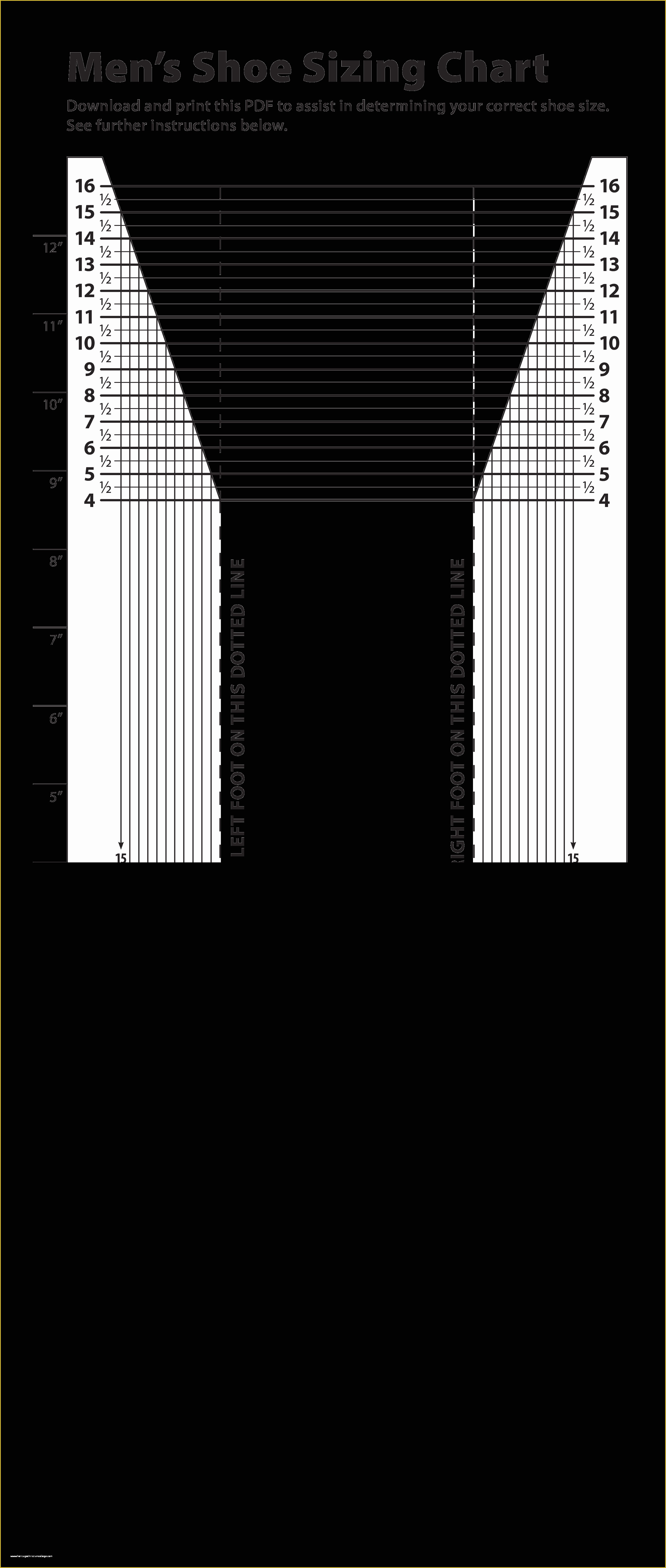 Free Size Chart Template Of Printable Foot Size Chart Printable Shoe Size Chart 9