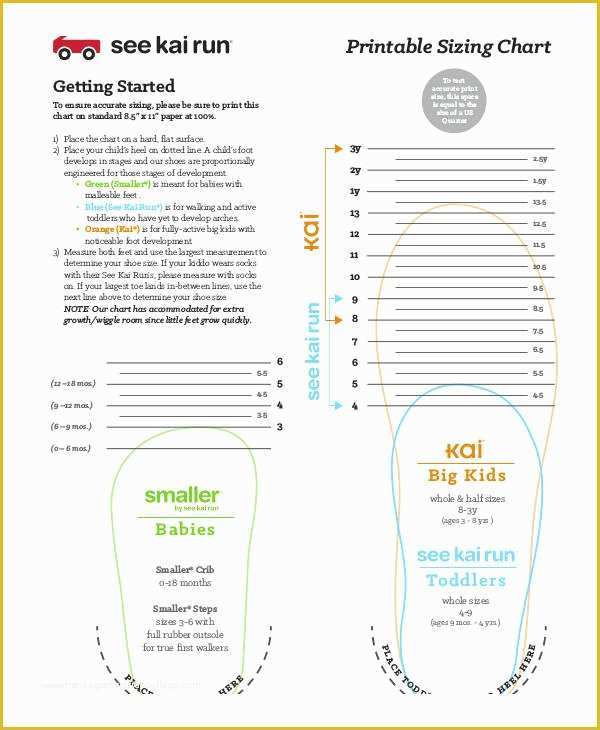 Free Size Chart Template Of Printable Shoe Size Chart 9 Free Pdf