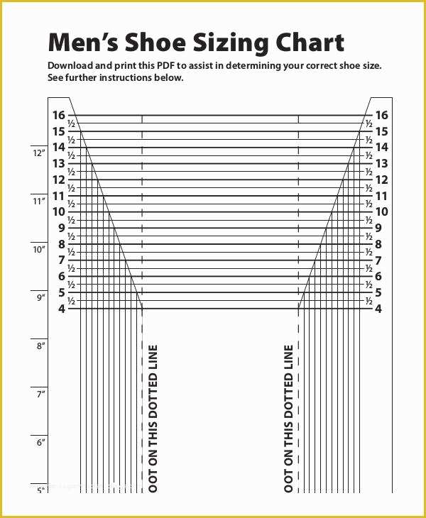 Free Size Chart Template Of Printable Shoe Size Chart