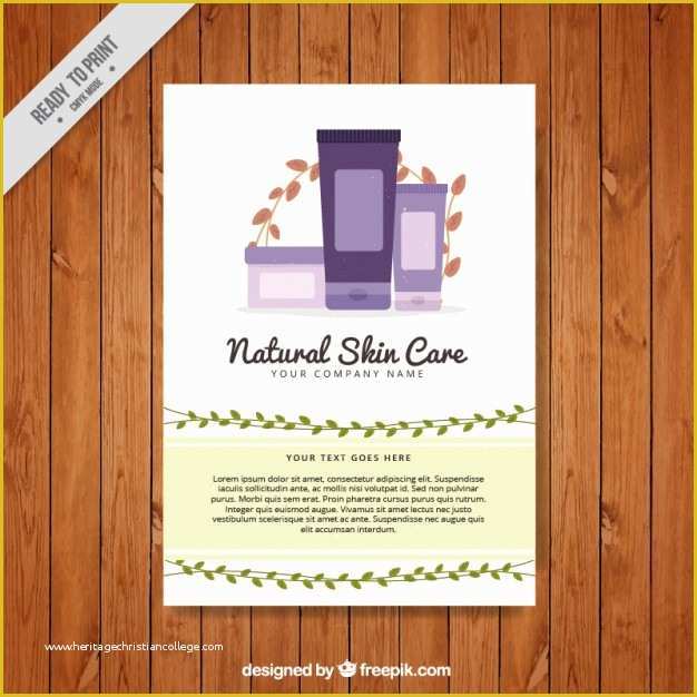 Free Skin Care Brochure Templates Of Natural Skin Care Products Flyer Vector