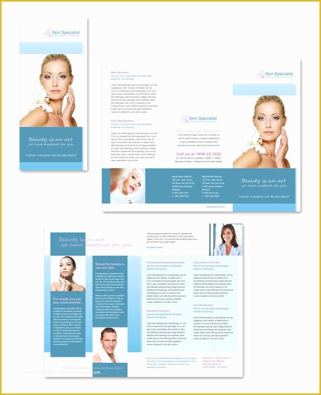 Free Skin Care Brochure Templates Of Skin Specialist Centre Tri Fold Brochure Template
