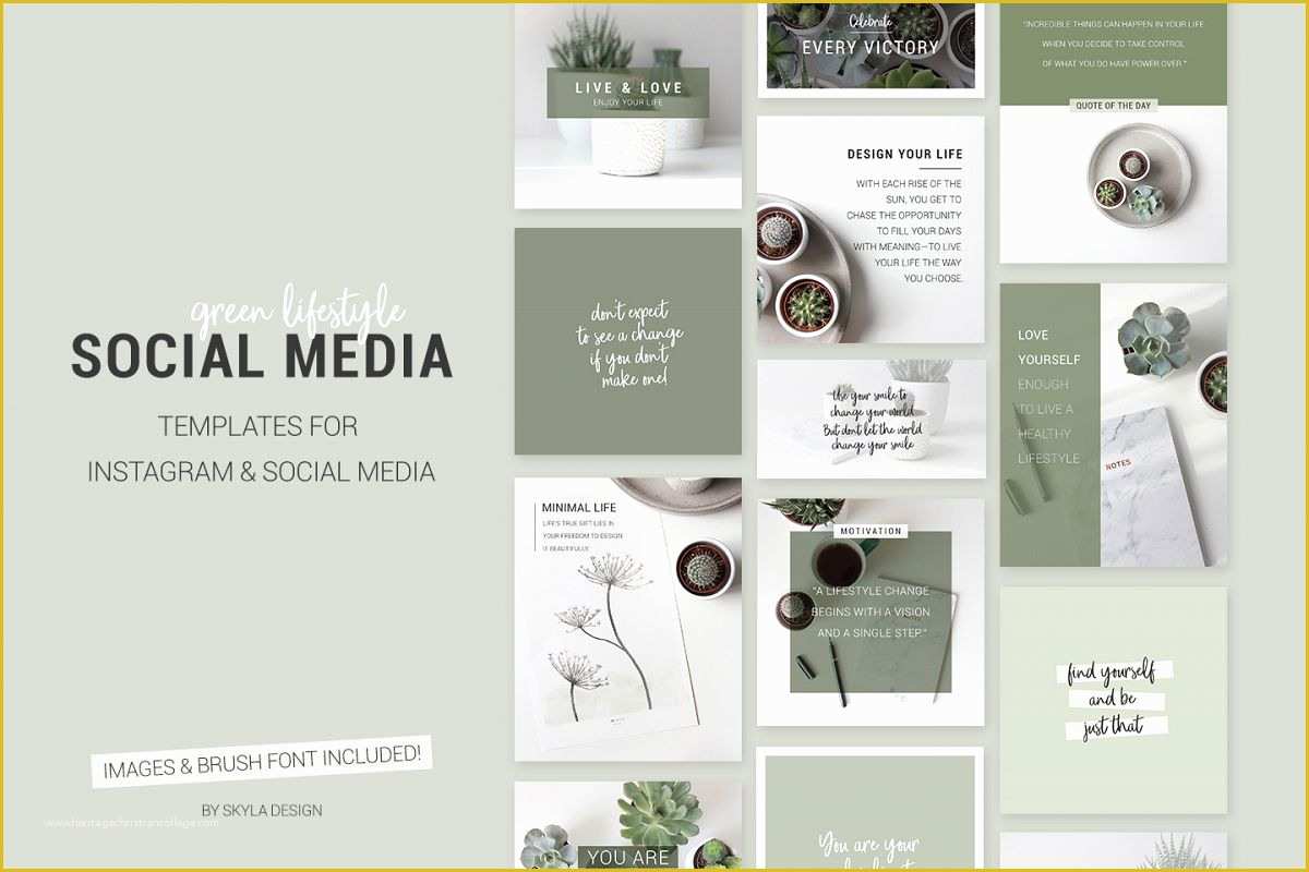 Free social Media Design Templates Of Green Lifestyle social Media Templates Instagram Bloggers