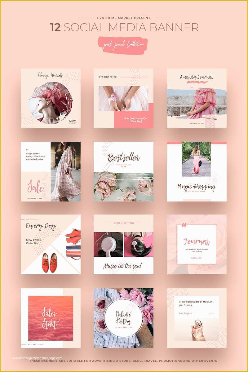Free social Media Design Templates Of Pink Peach social Media Designs social Media