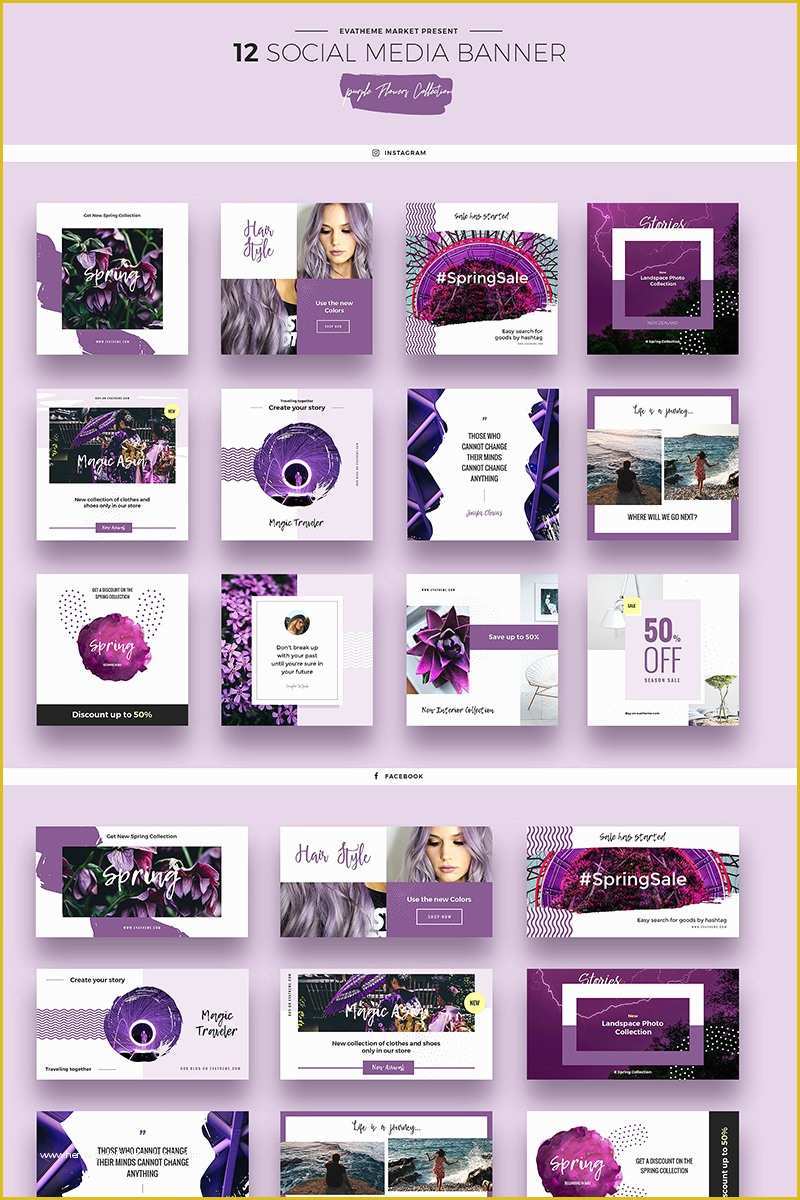 Free social Media Design Templates Of Purple Flowers social Media Designs Psd Template