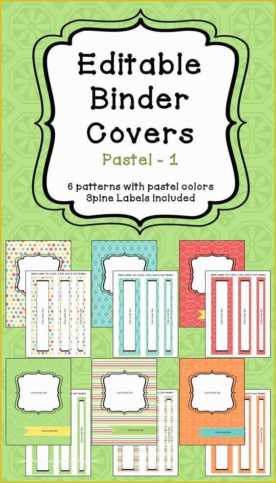 Free Spine Label Template Of Editable Binder Covers & Spines In Pastel Colors Part 1