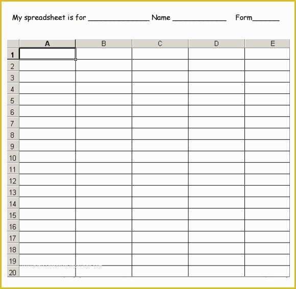 Free Spreadsheet Template Of Free Printable Blank Spreadsheet Templates