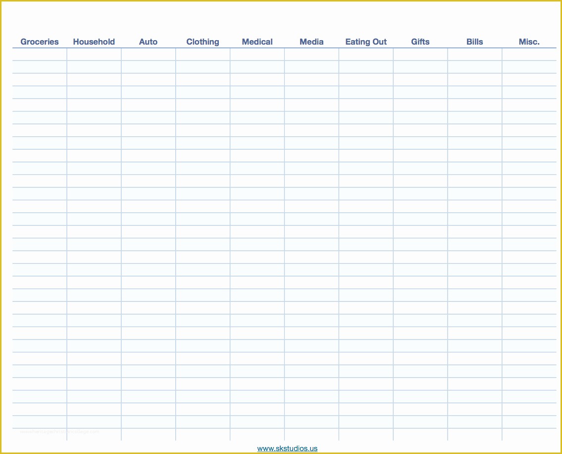 Free Spreadsheet Template Of Printable Spreadsheet Template