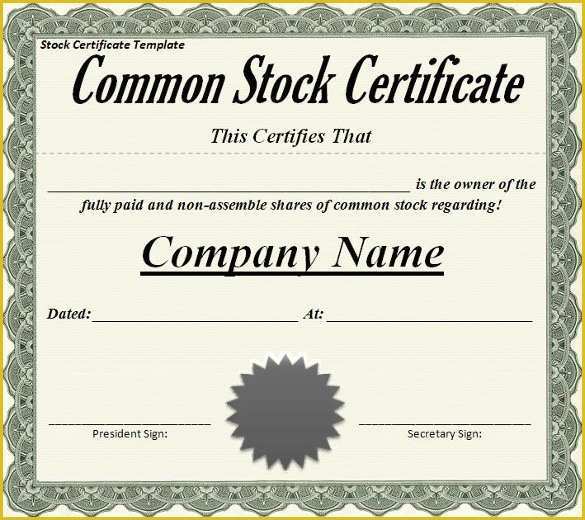 Free Stock Certificate Template Microsoft Word Of 21 Stock Certificate Templates Psd Vector Eps