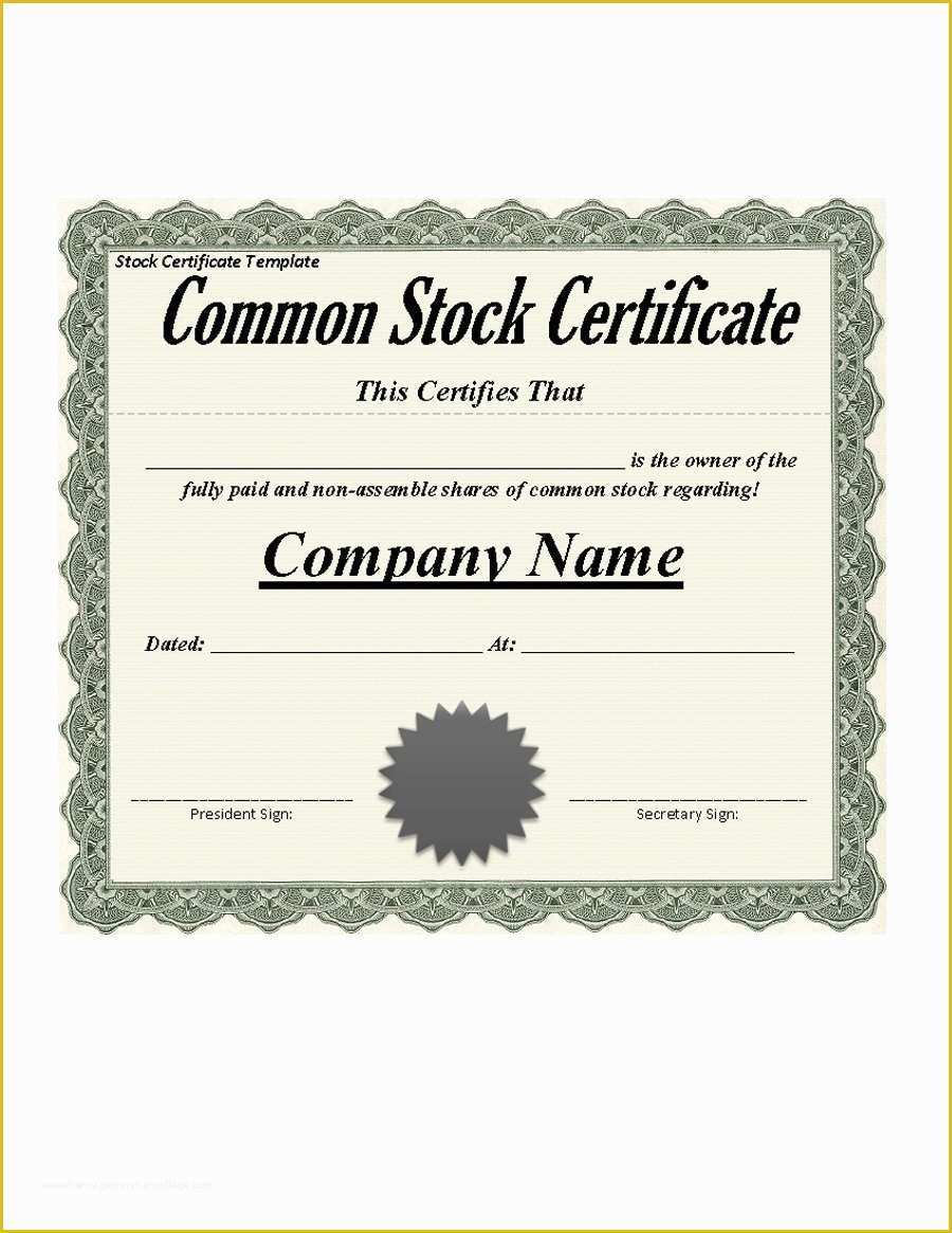 Free Stock Certificate Template Microsoft Word Of 40 Free Stock Certificate Templates Word Pdf