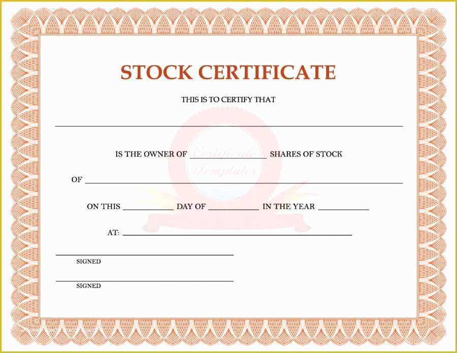 Free Stock Certificate Template Microsoft Word Of 40 Free Stock Certificate Templates Word Pdf