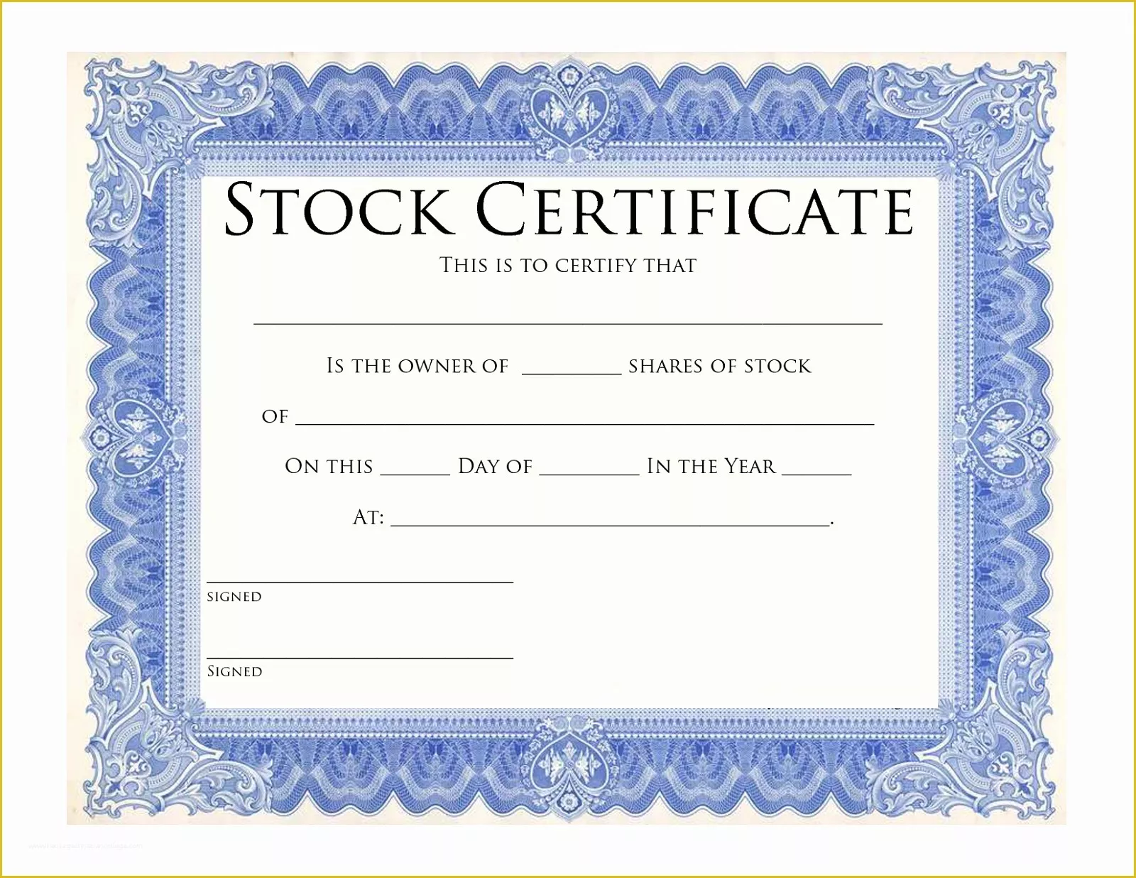 Free Stock Certificate Template Microsoft Word Of Blank Certificate Templates to Print