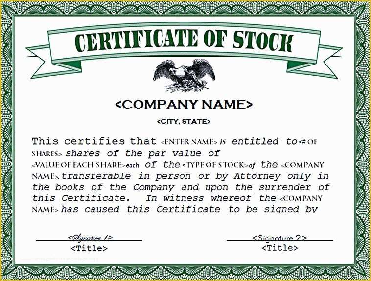 Free Stock Certificate Template Microsoft Word Of Stock Certificate Template Free In Word and Pdf