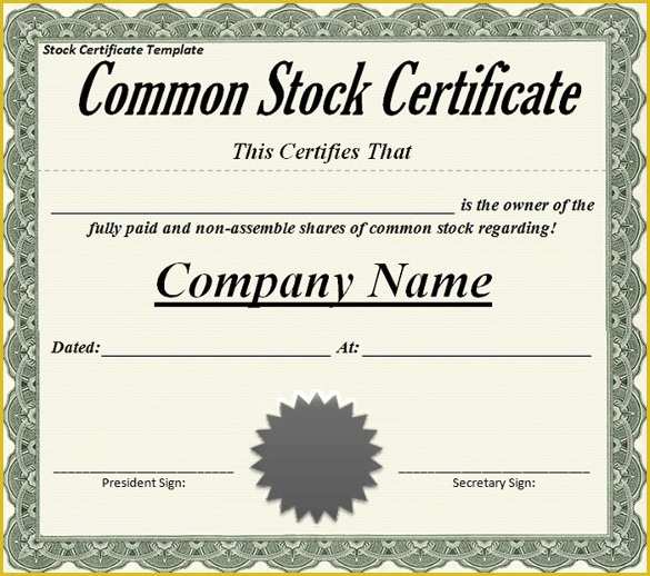 Free Stock Certificate Template Of 21 Stock Certificate Templates Word Psd Ai Publisher