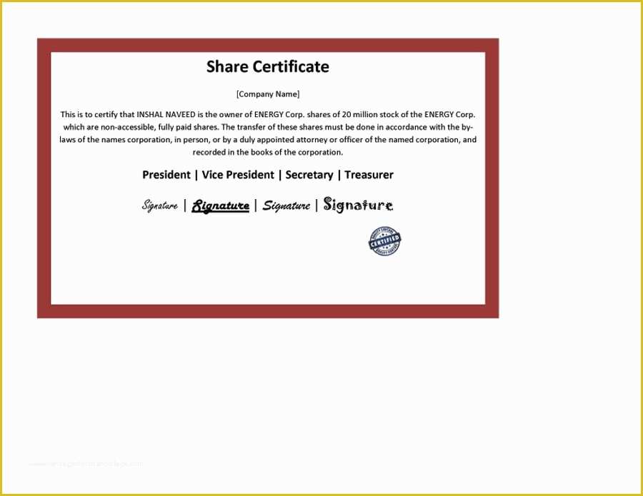 41 Free Stock Certificate Template