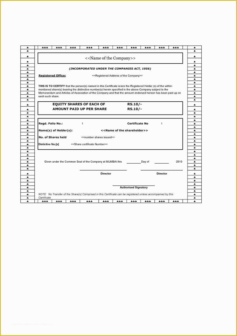 Free Stock Certificate Template Of 41 Free Stock Certificate Templates Word Pdf Free