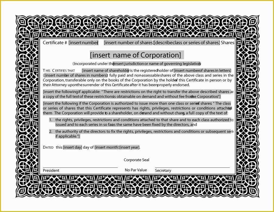 Free Stock Certificate Template Of 41 Free Stock Certificate Templates Word Pdf Free