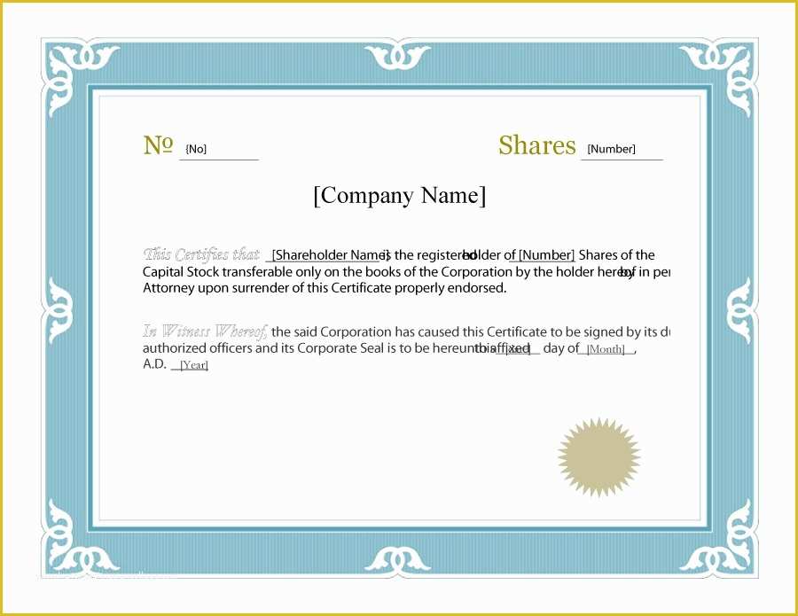 Free Stock Certificate Template Of 41 Free Stock Certificate Templates Word Pdf Free