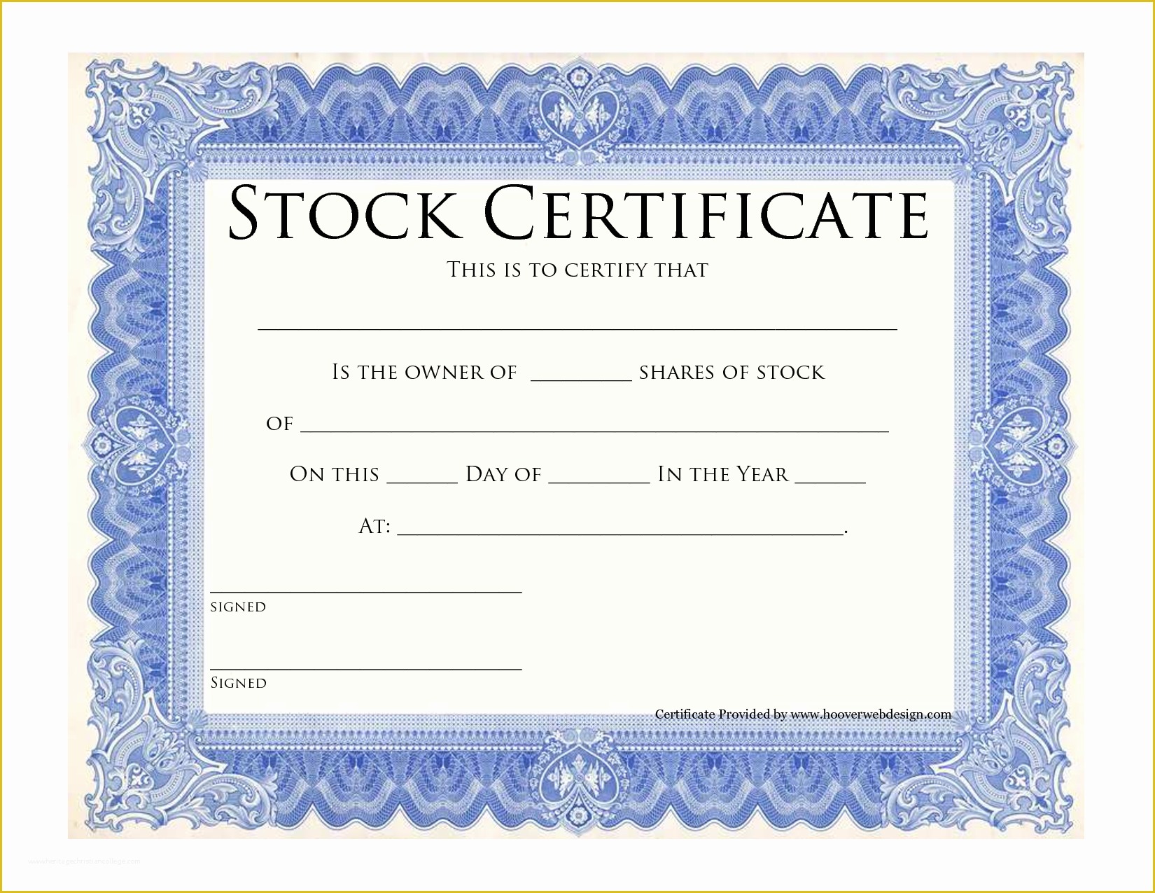 Free Stock Certificate Template Of Blank Stock Certificate Template