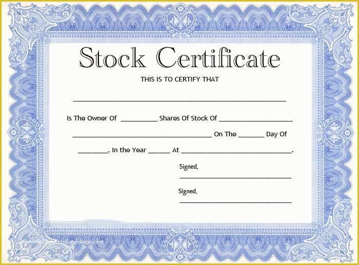 Free Stock Certificate Template Of Stock Certificate Template