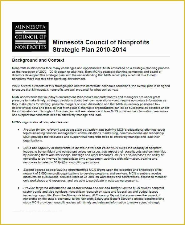 Free Strategic Plan Template for Nonprofits Of 39 Strategic Plan Templates In Pdf