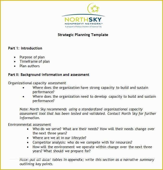 Free Strategic Plan Template for Nonprofits Of Non Profit Strategic Plan Template Free Word Pdf