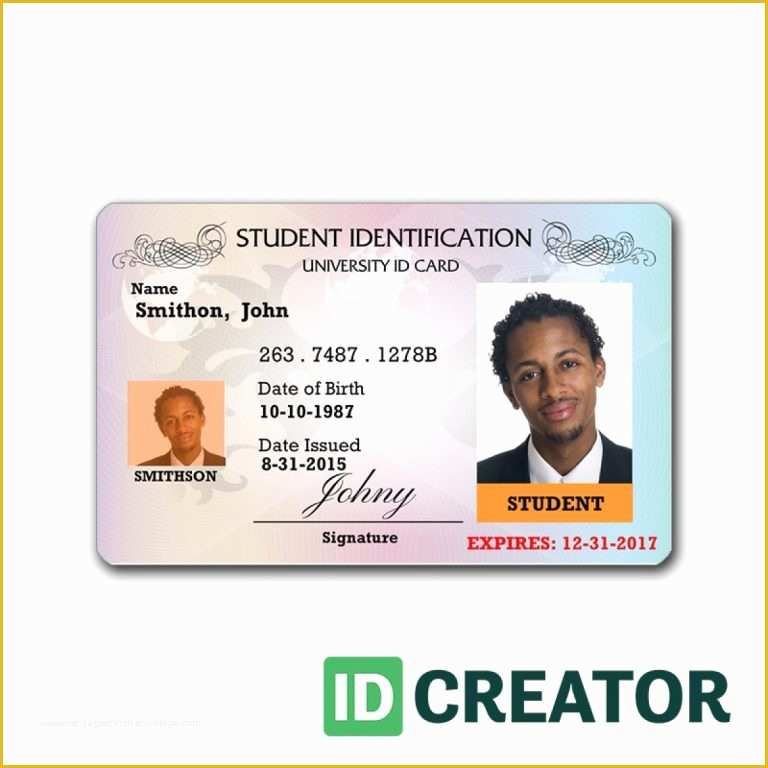 Free Student Id Card Template Of Professional Student Id Card