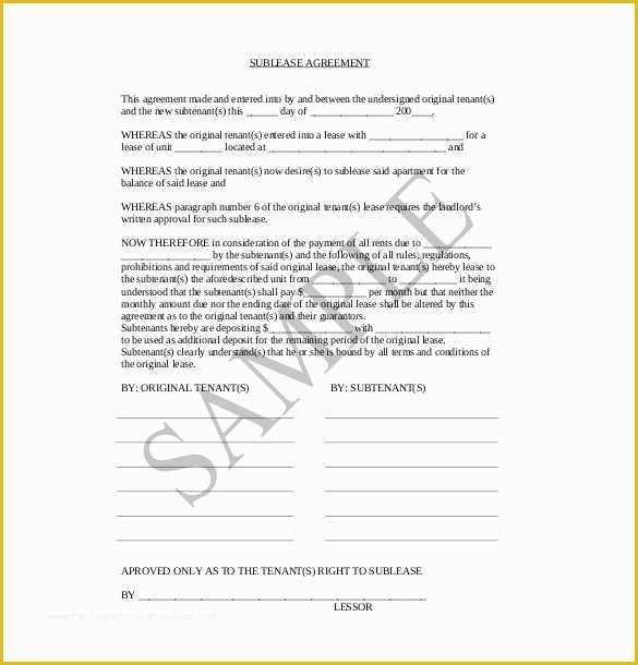 Free Sublease Agreement Template Of 10 Sublease Agreement Templates Word Pdf Pages