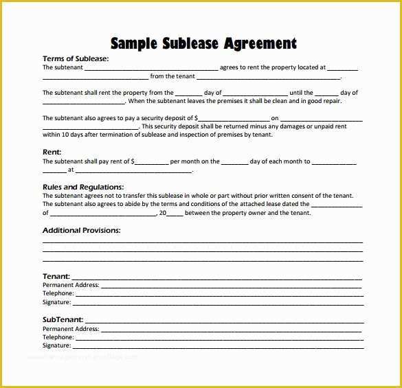 Free Sublease Agreement Template Of 23 Sample Free Sublease Agreement Templates to Download